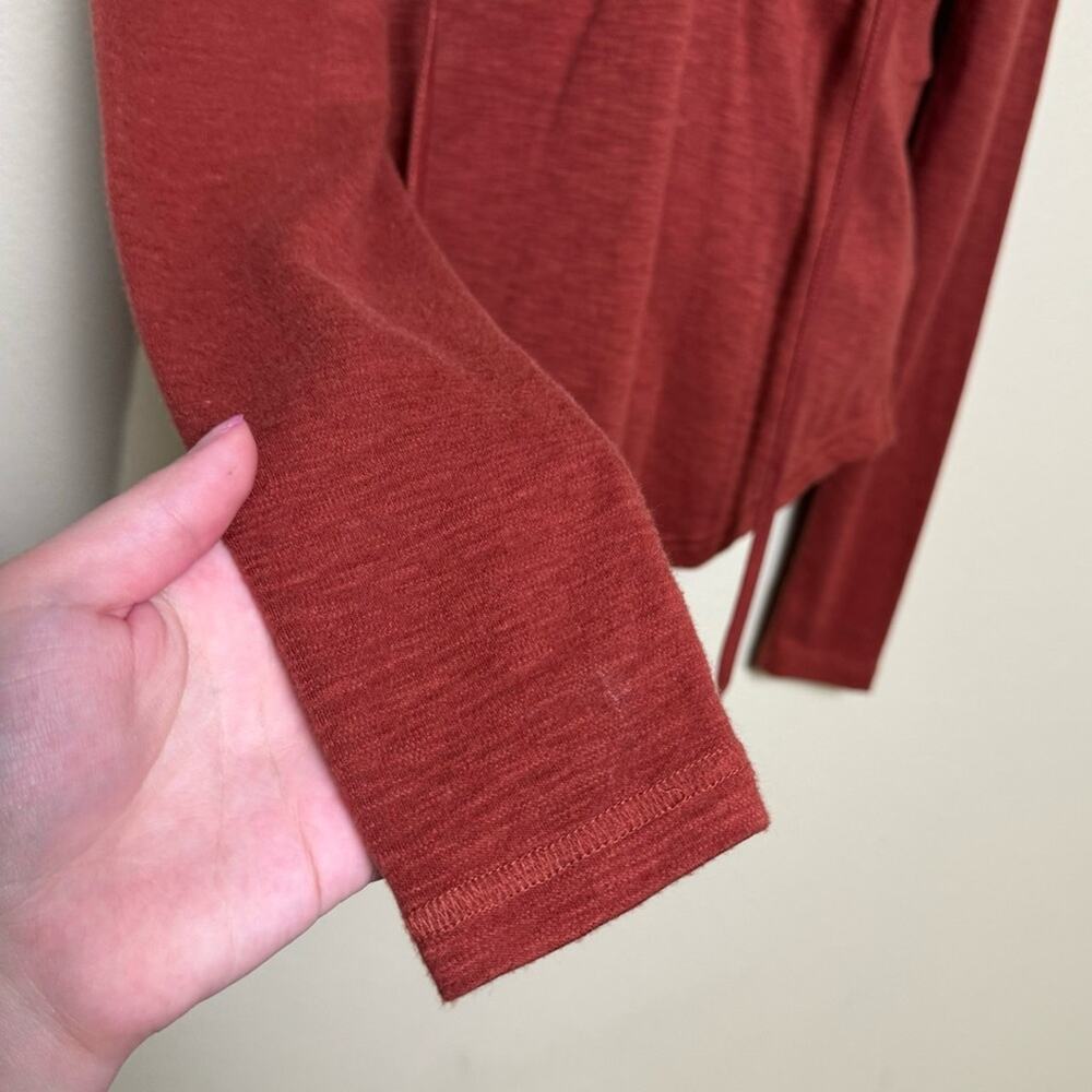 free people | lucky lace up burnt orange long sleeved boho women's top sz S - Picture 3 of 9